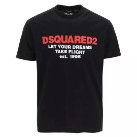 Dsquared² Elegant Black Cotton Tee with Logo Front