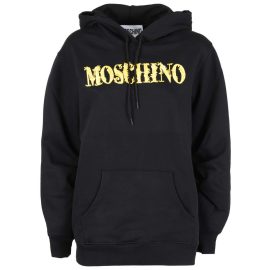 Moschino Couture Gothic Gold Lurex Logo Hooded Sweatshirt