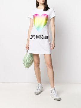 Love Moschino Chic Cotton Heart Print Dress - Short Sleeves
