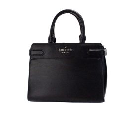 Kate Spade Staci Medium Black Saffiano Leather Crossbody Satchel Bag Handbag