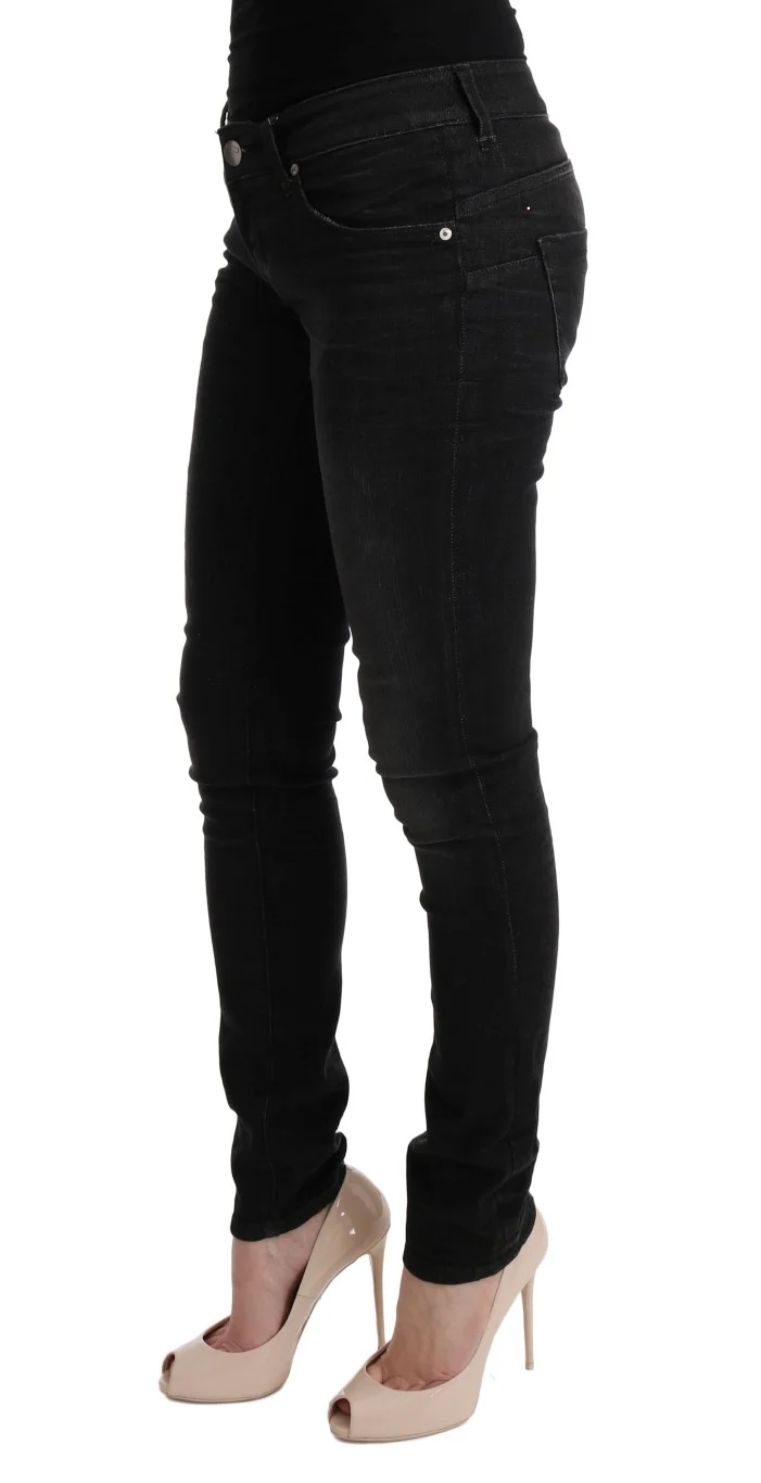 Acht Black Denim Cotton Bottoms Slim Fit Jeans - Image 2
