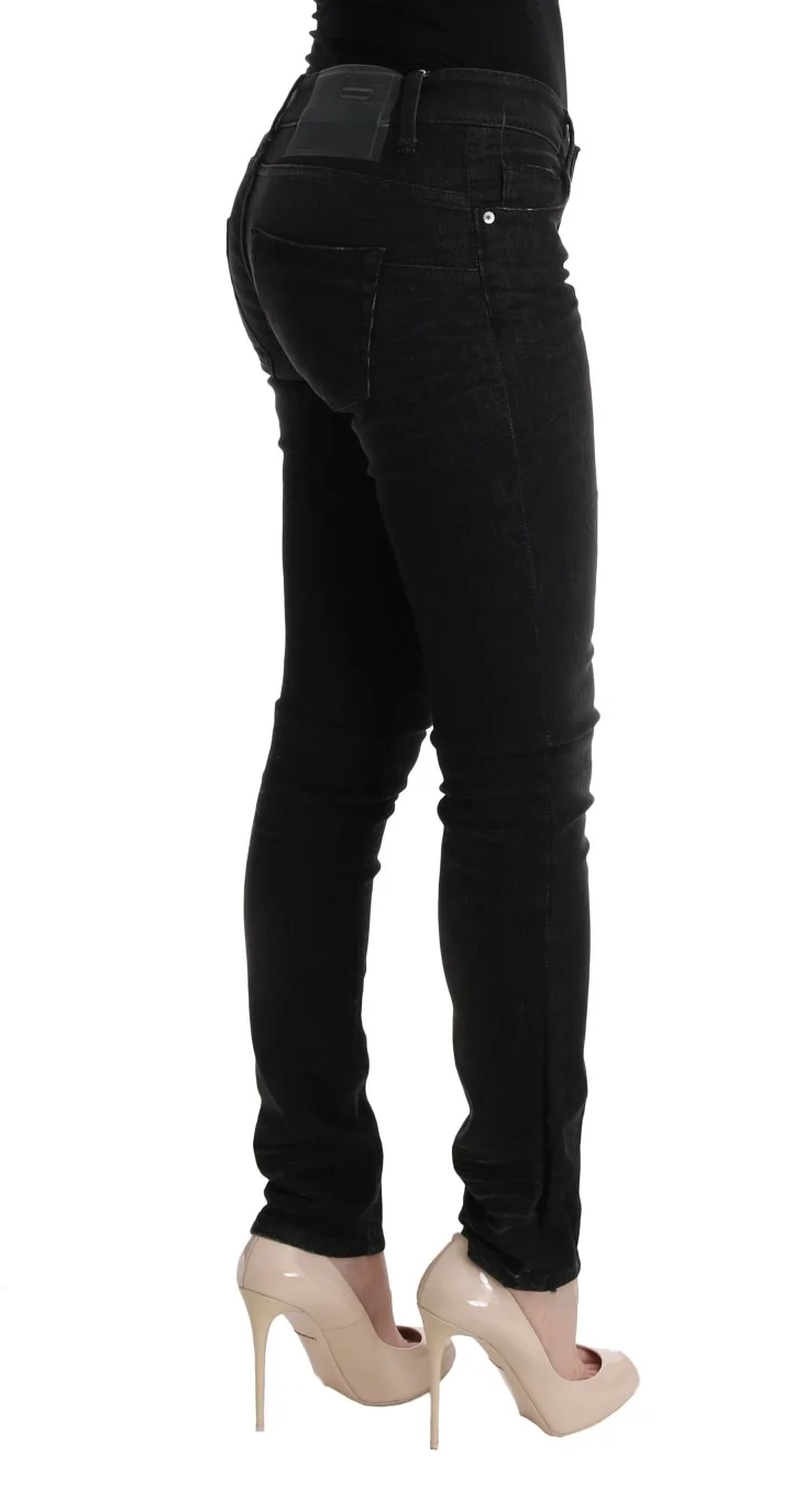 Acht Black Denim Cotton Bottoms Slim Fit Jeans - Image 4
