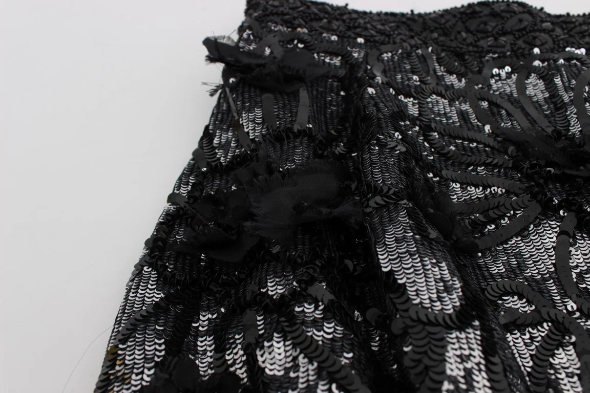 Dolce & Gabbana Black Crystal Sequined Mini Shorts - Image 6