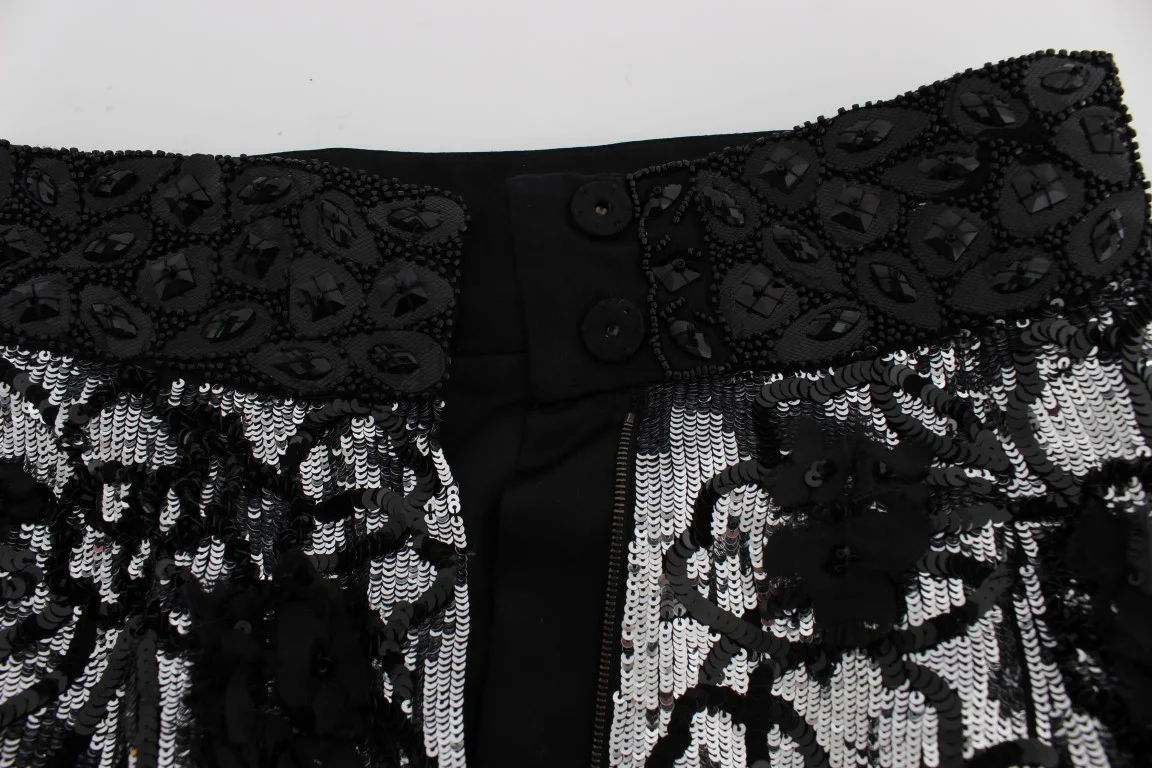 Dolce & Gabbana Black Crystal Sequined Mini Shorts - Image 8