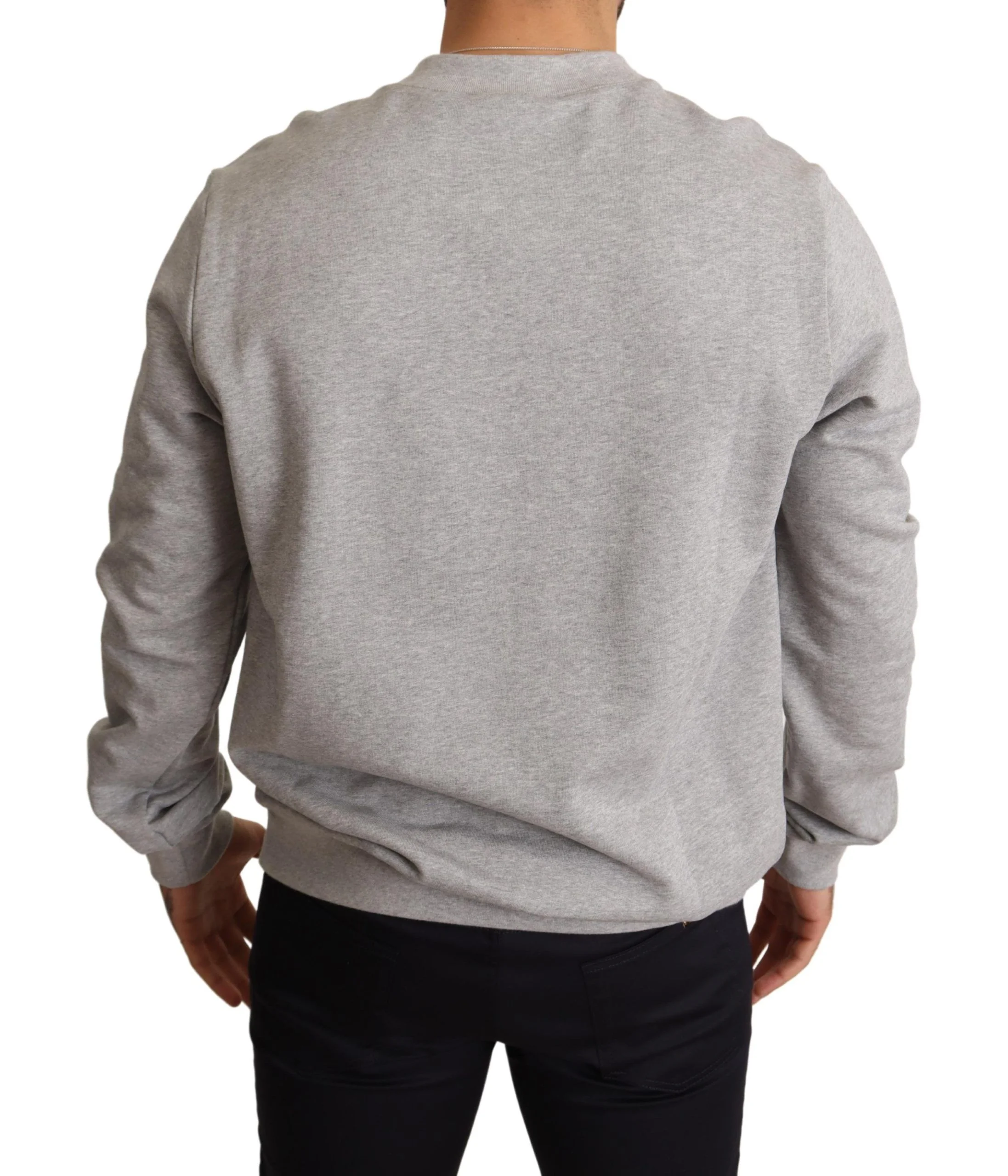 Dolce & Gabbana Gray Crown King Print Cotton Sweater - Image 3