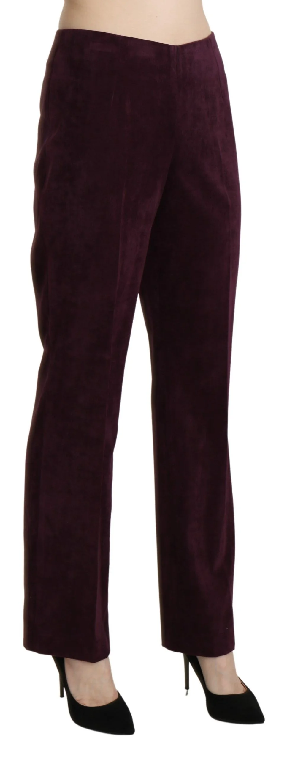 BENCIVENGA Purple Suede High Waist Straight Trouser Pants - Image 4