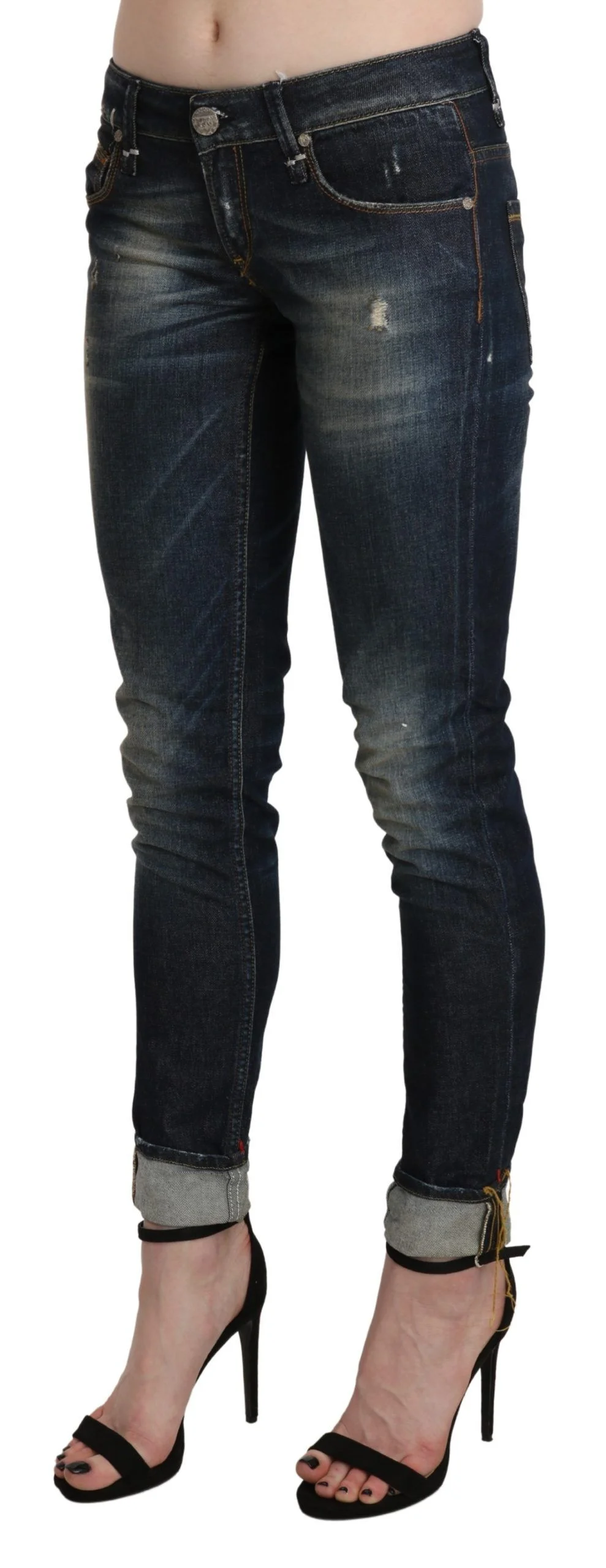 Acht Blue Washed Low Waist Skinny Cropped Denim Pant - Image 2