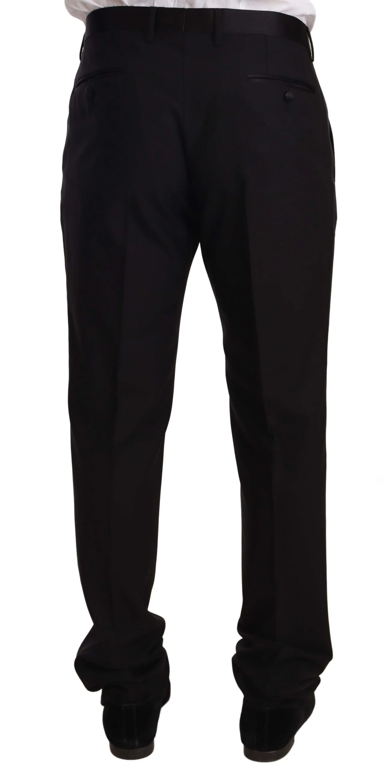 Dolce & Gabbana Black Wool Formal Tuxedo Trouser Pants - Image 3
