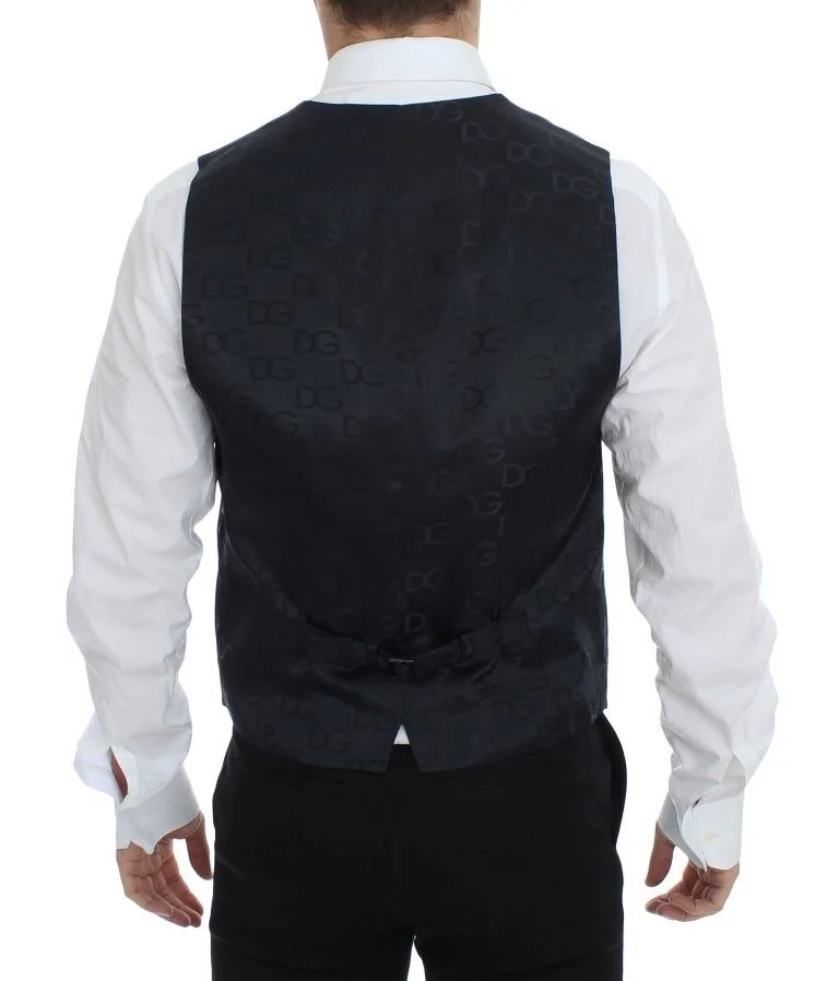 Dolce & Gabbana Gray Striped Wool Silk Dress Vest Gilet - Image 3