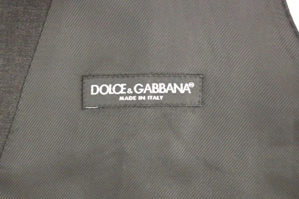 Dolce & Gabbana Gray Slim Fit Button Front Dress Formal Vest - Image 7