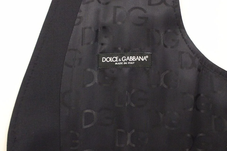 Dolce & Gabbana Gray Striped Wool Silk Dress Vest Gilet - Image 6