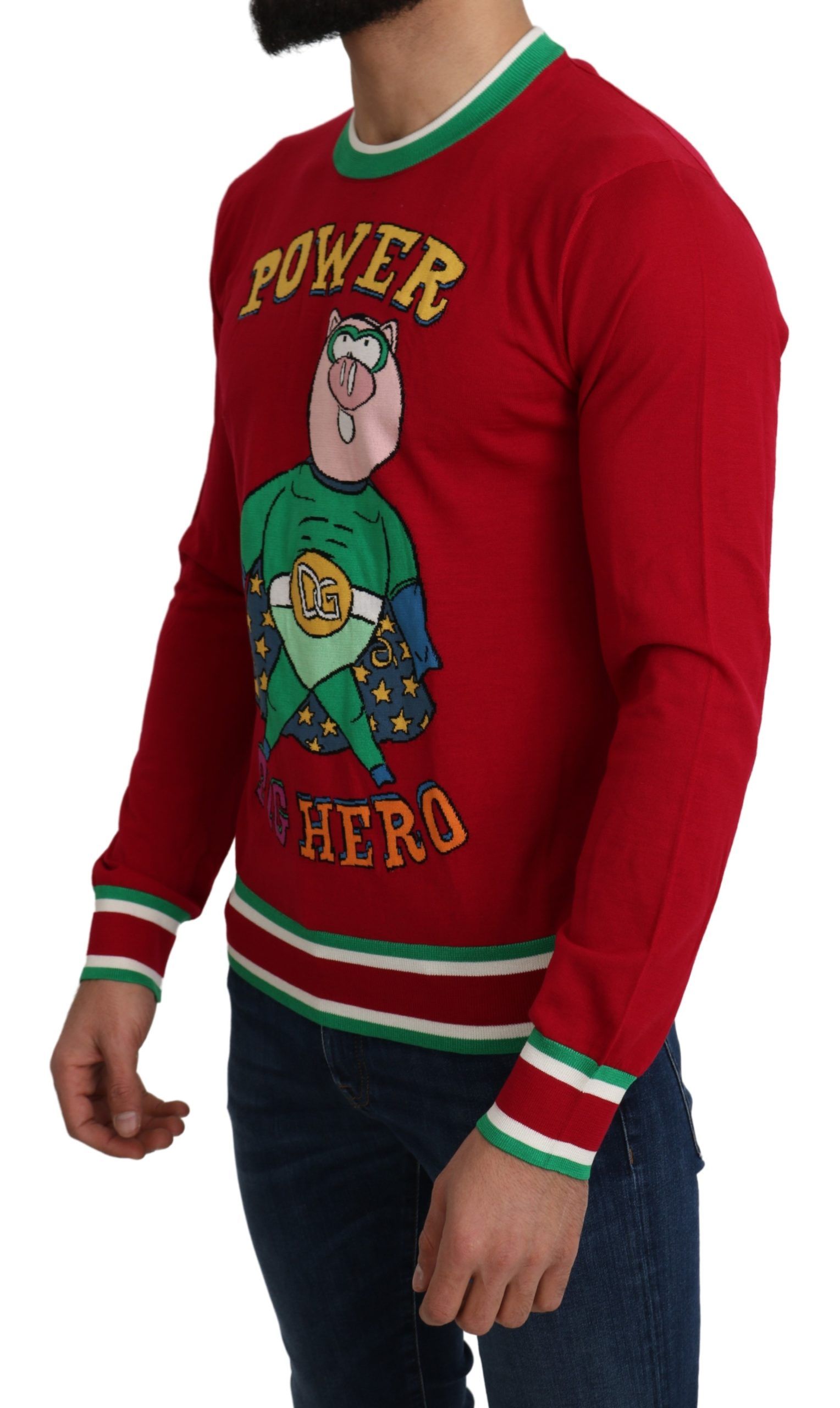 Dolce & Gabbana Red Wool Silk Pig of the Year Sweater - Image 2