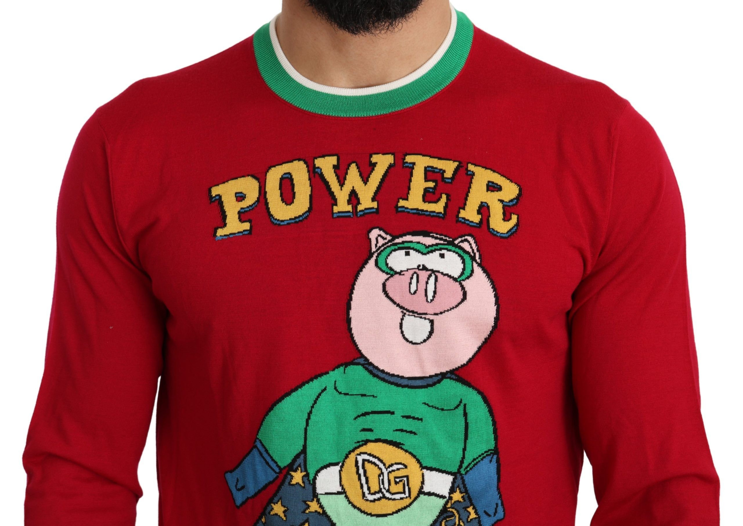 Dolce & Gabbana Red Wool Silk Pig of the Year Sweater - Image 4