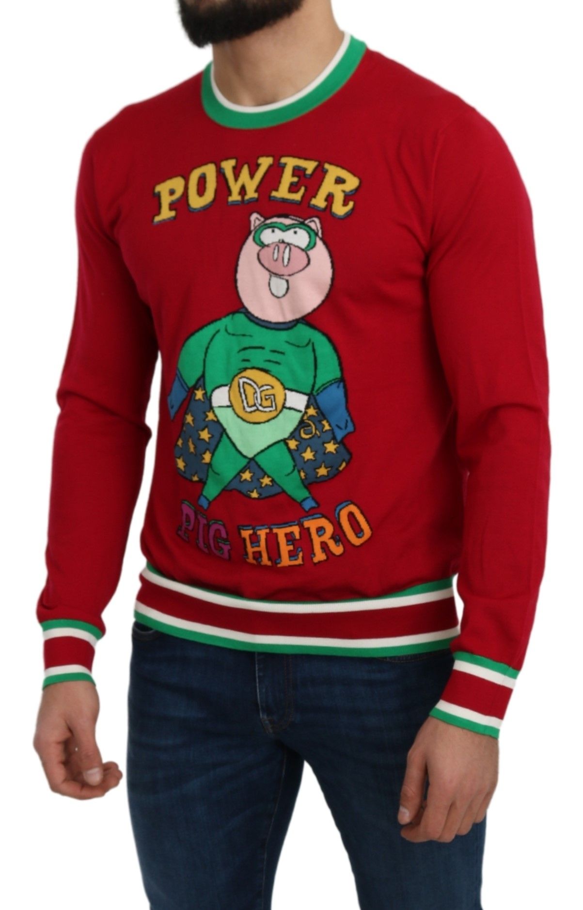 Dolce & Gabbana Red Wool Silk Pig of the Year Sweater - Image 5