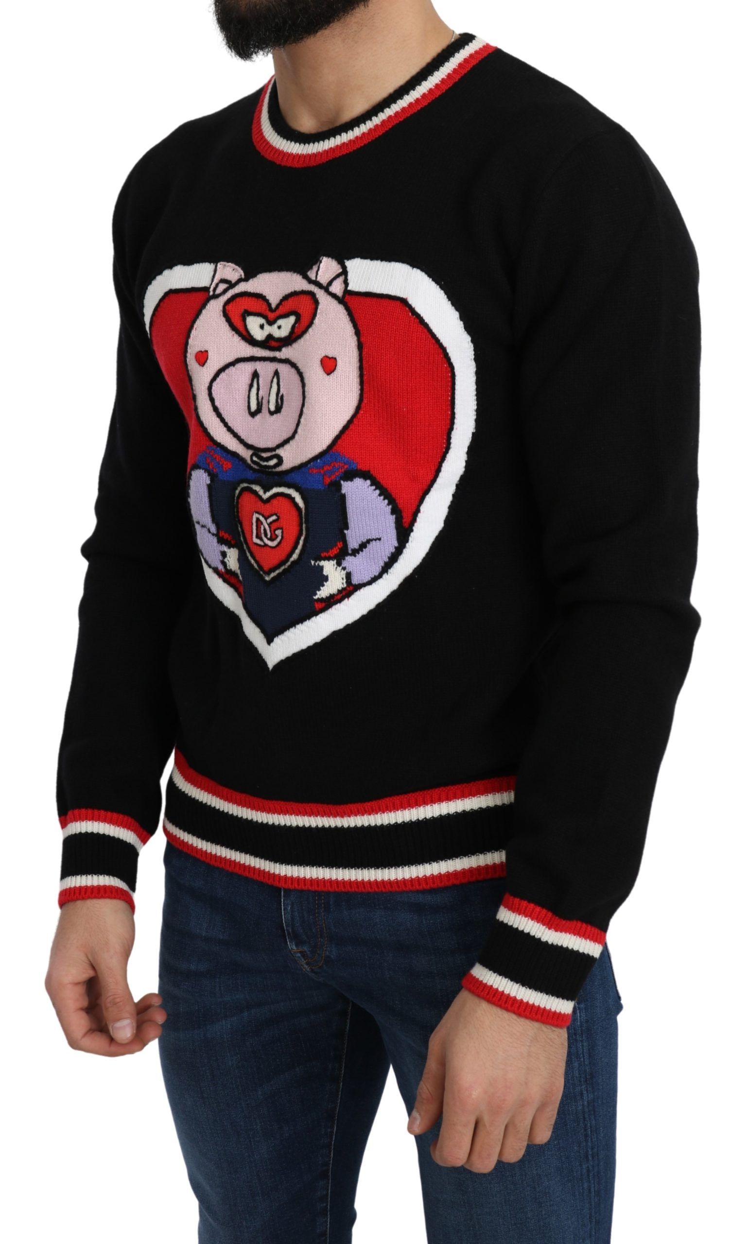 Dolce & Gabbana Black Cashmere Pig of the Year Pullover Sweater - Image 2