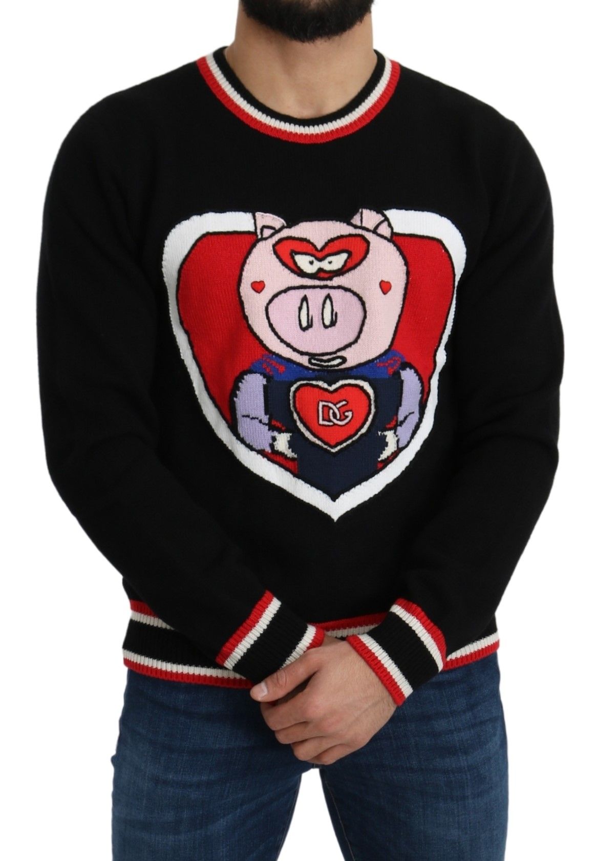 Dolce & Gabbana Black Cashmere Pig of the Year Pullover Sweater - Image 5