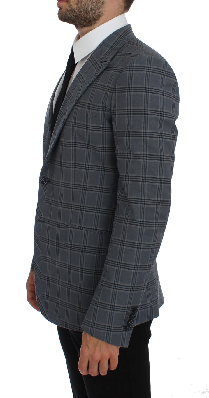 Dolce & Gabbana Blue Checkered Slim Fit Blazer Jacket - Image 2