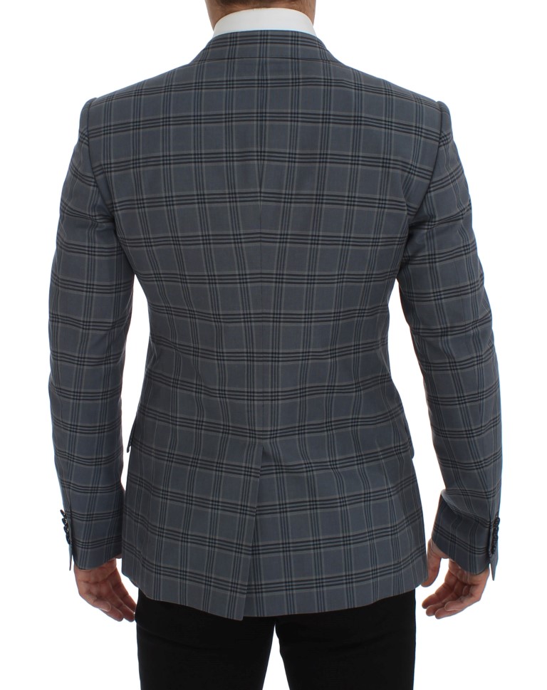 Dolce & Gabbana Blue Checkered Slim Fit Blazer Jacket - Image 3