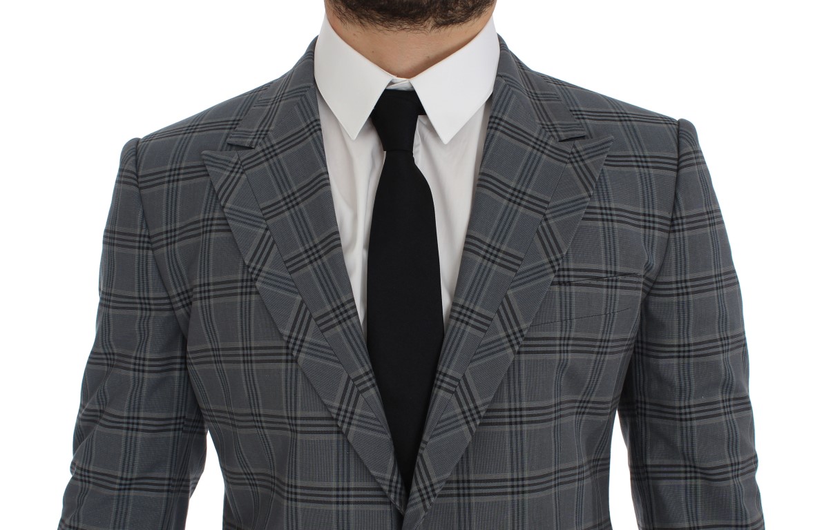 Dolce & Gabbana Blue Checkered Slim Fit Blazer Jacket - Image 4