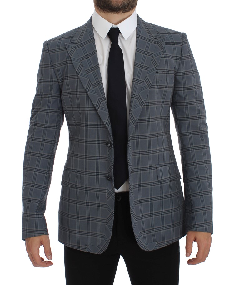 Dolce & Gabbana Blue Checkered Slim Fit Blazer Jacket - Image 5