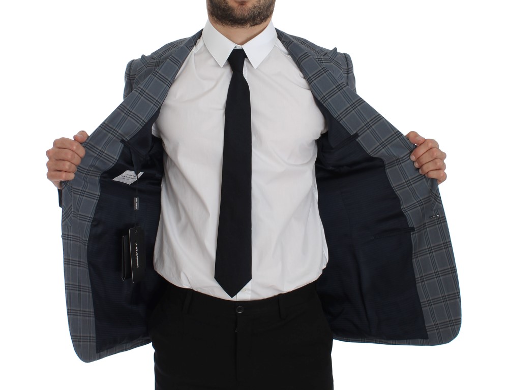 Dolce & Gabbana Blue Checkered Slim Fit Blazer Jacket - Image 6