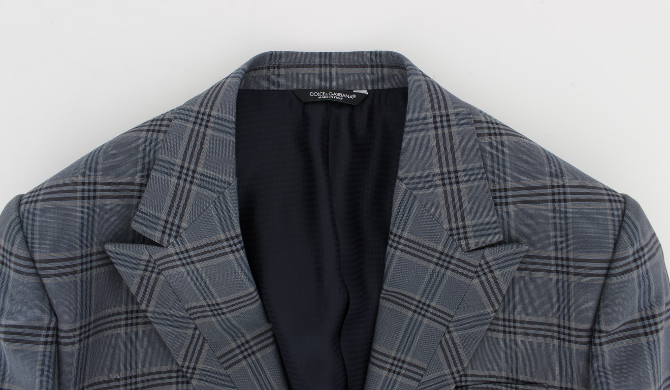 Dolce & Gabbana Blue Checkered Slim Fit Blazer Jacket - Image 7