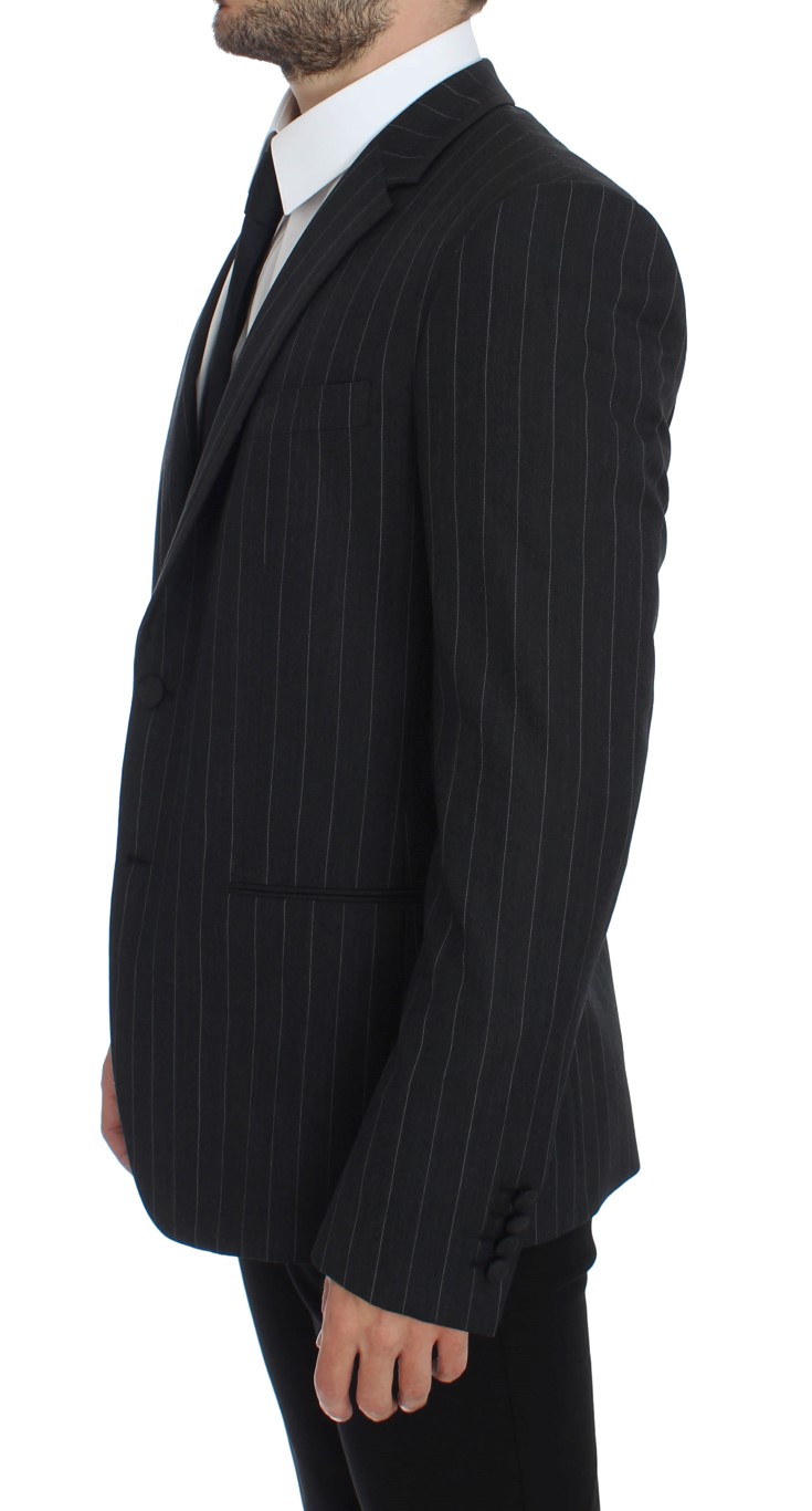Dolce & Gabbana Gray Striped Slim Fit Wool Blazer - Image 2