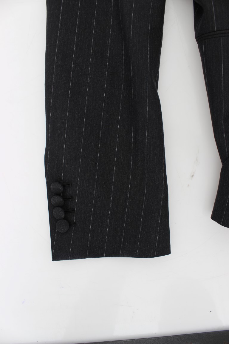 Dolce & Gabbana Gray Striped Slim Fit Wool Blazer - Image 7