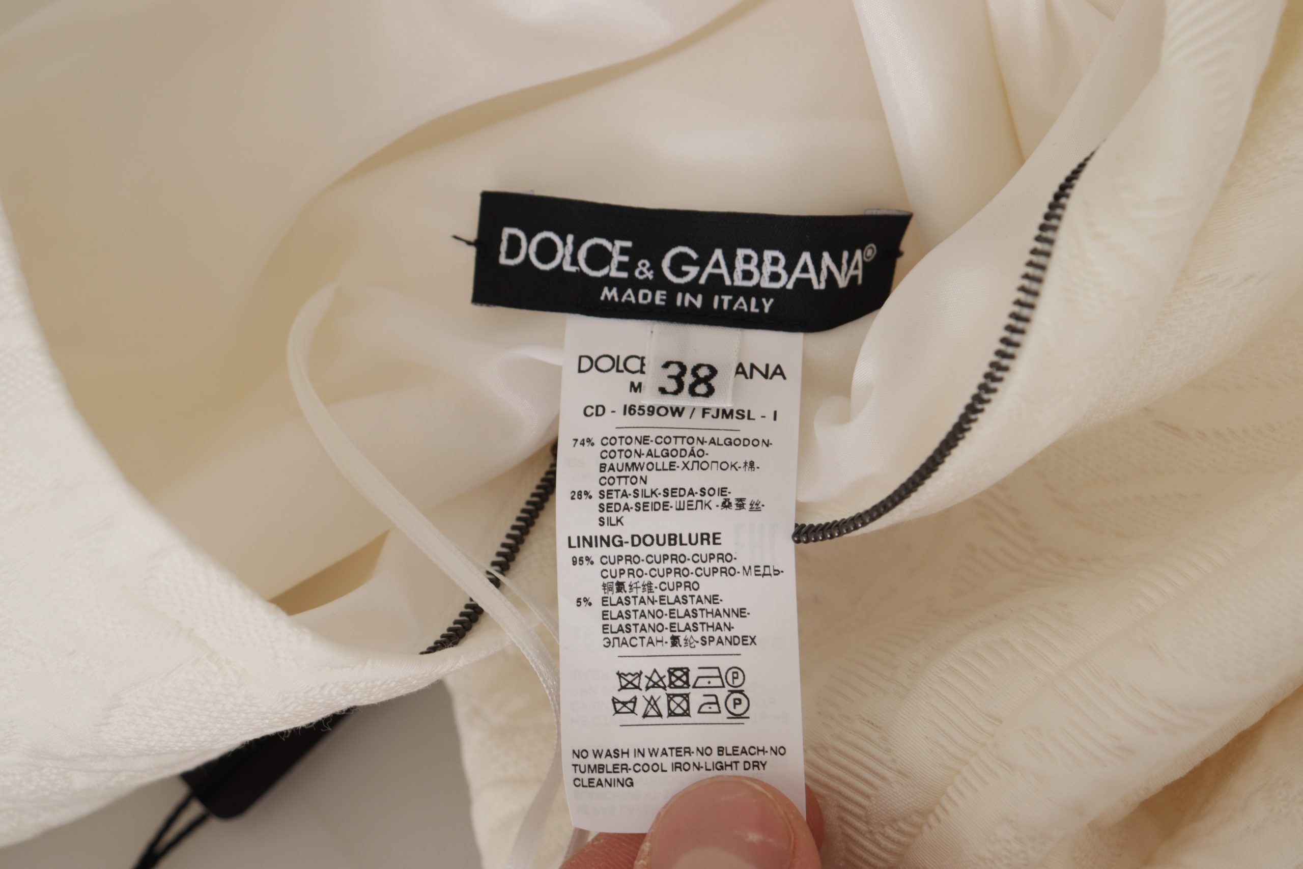 Dolce & Gabbana White Jaquard Midi Floral Sheath Brocade Dress - Image 7