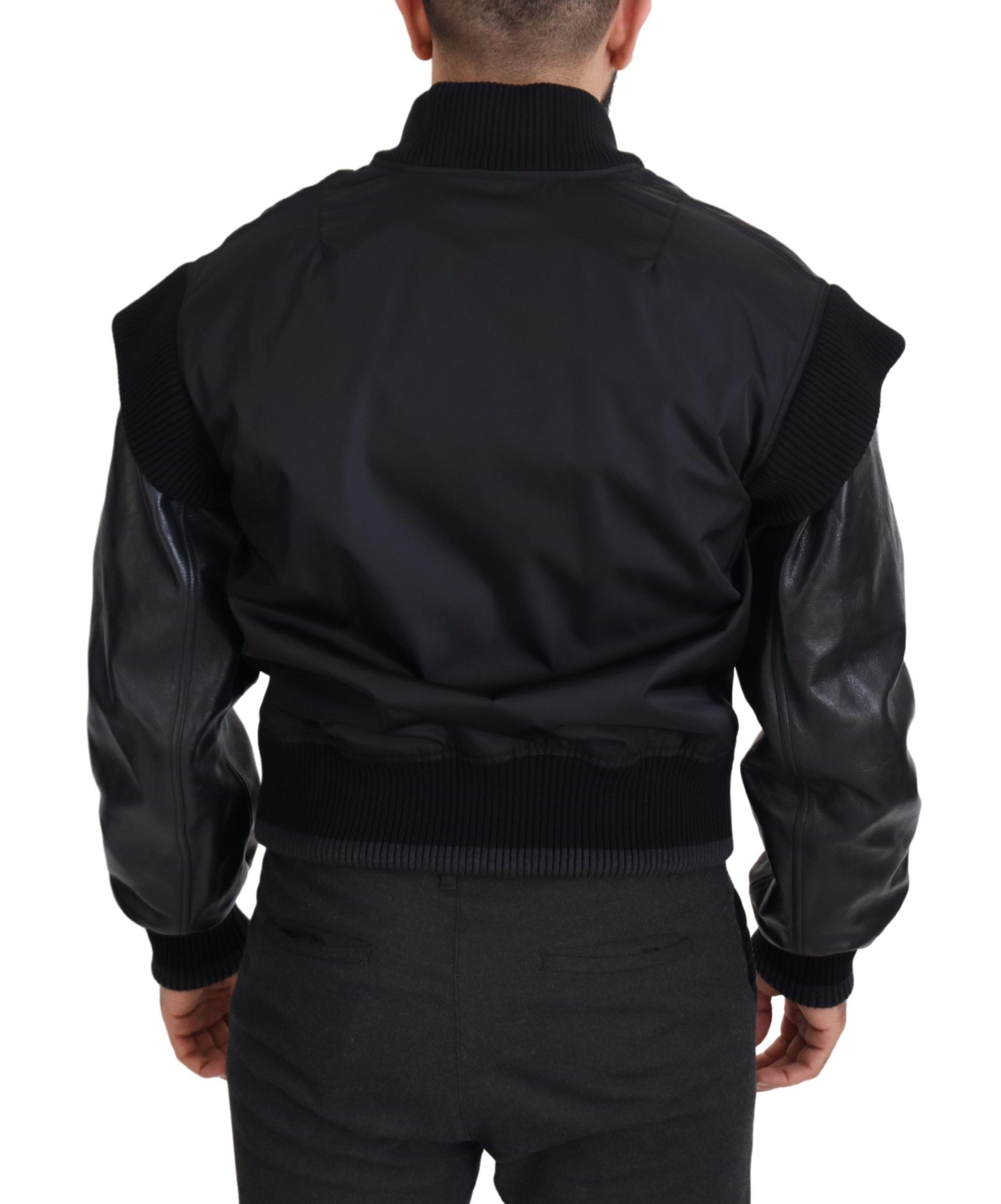 Dolce & Gabbana Black Nylon Crystals Coat Buttons Jacket - Image 6