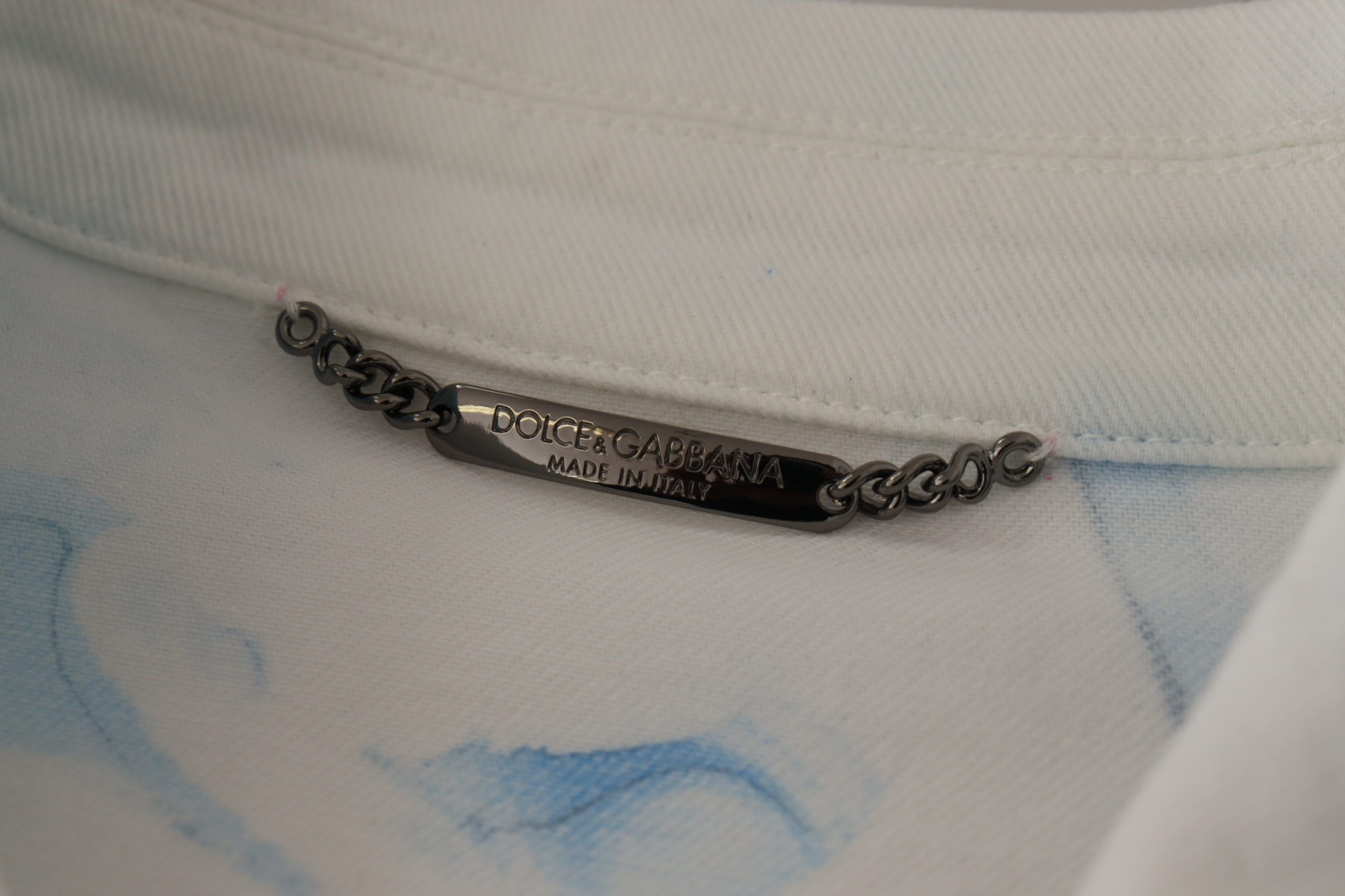 Dolce & Gabbana White Cotton Logo Embroidery Denim Jacket - Image 4