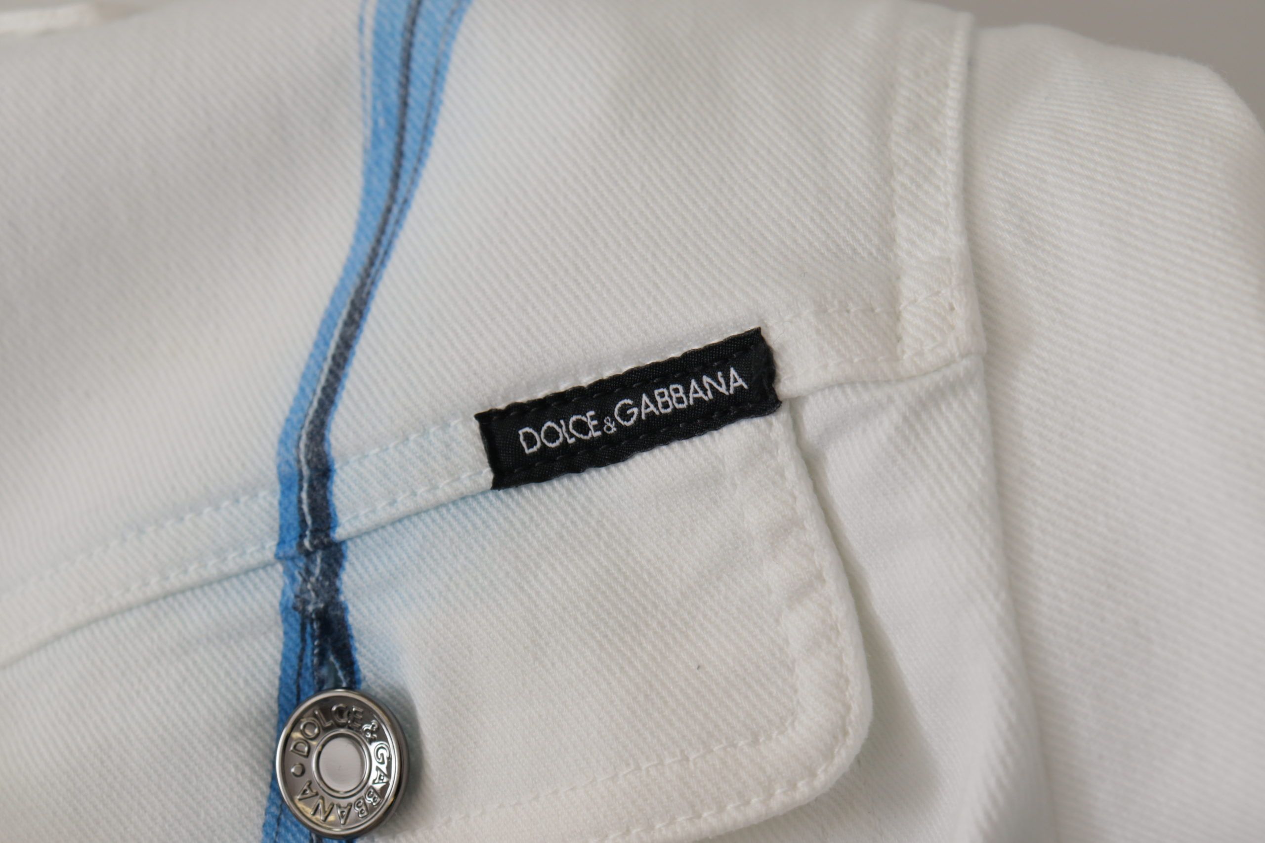 Dolce & Gabbana White Cotton Logo Embroidery Denim Jacket - Image 7