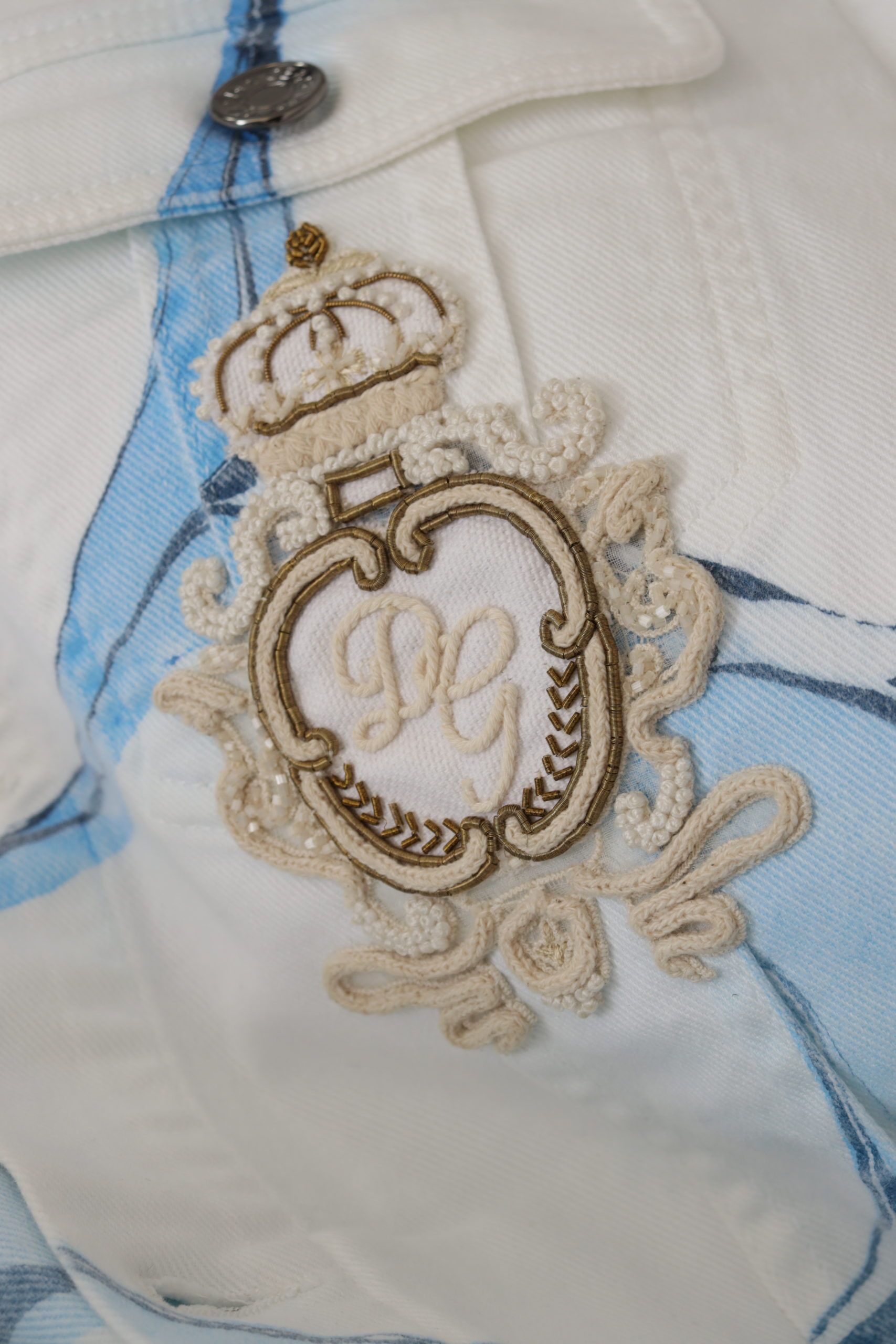 Dolce & Gabbana White Cotton Logo Embroidery Denim Jacket - Image 8