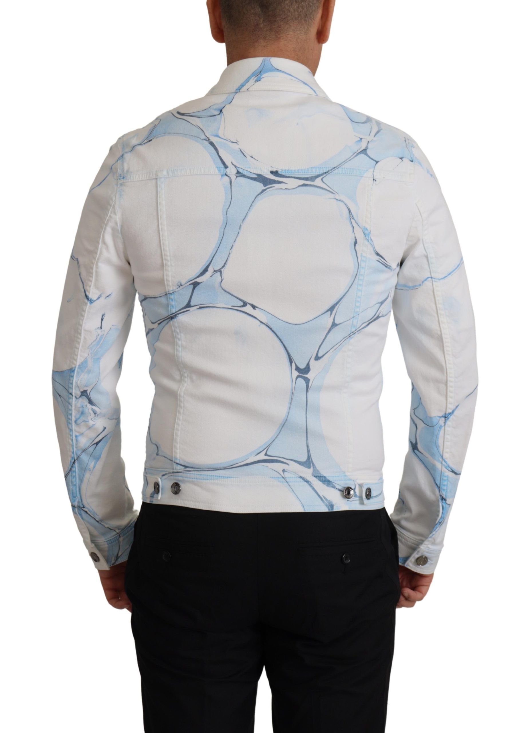 Dolce & Gabbana White Cotton Logo Embroidery Denim Jacket - Image 3