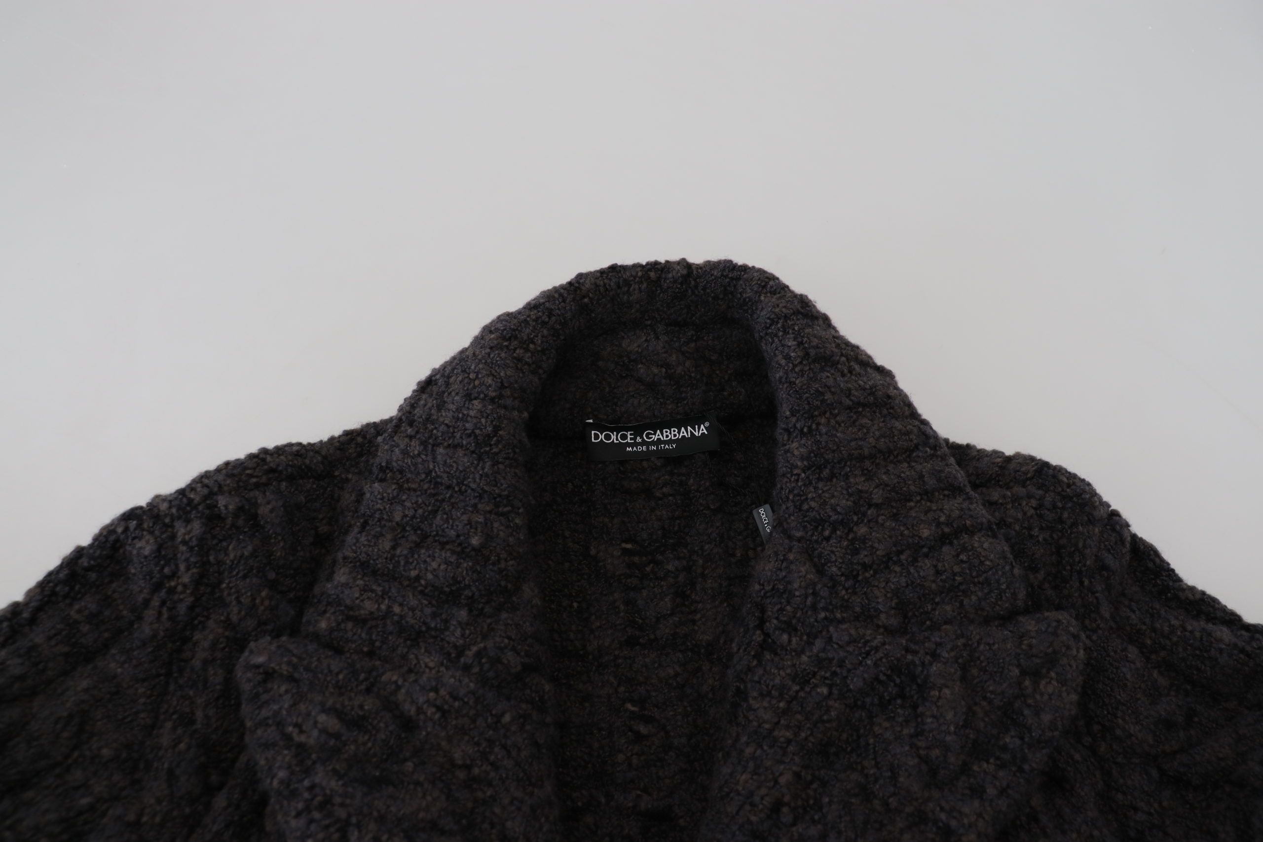 Dolce & Gabbana Black Wool Knit Double Breasted Coat Jacket - Image 7
