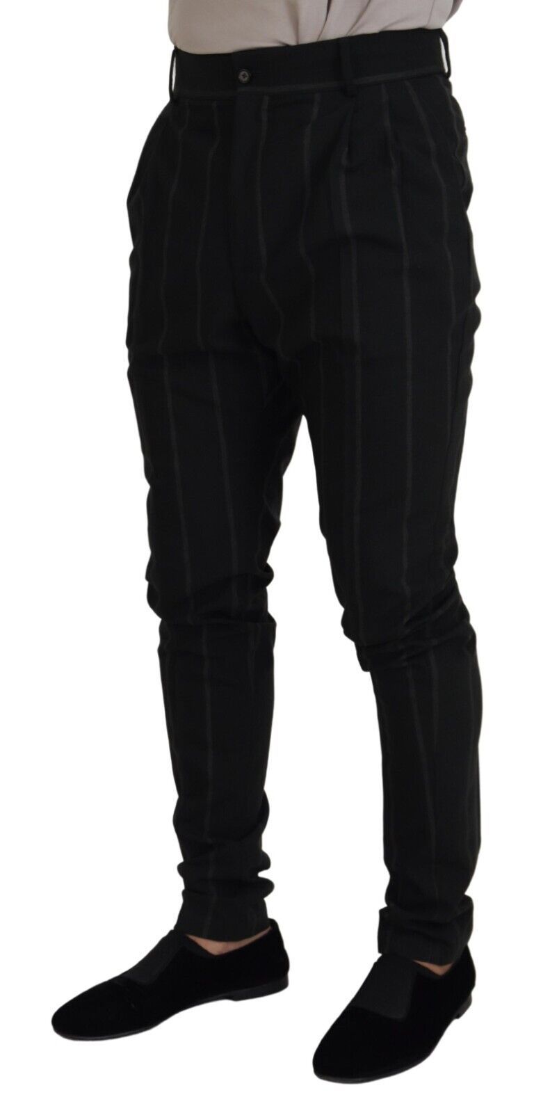 Dolce & Gabbana Black Striped Men Trousers Cotton Pants - Image 2