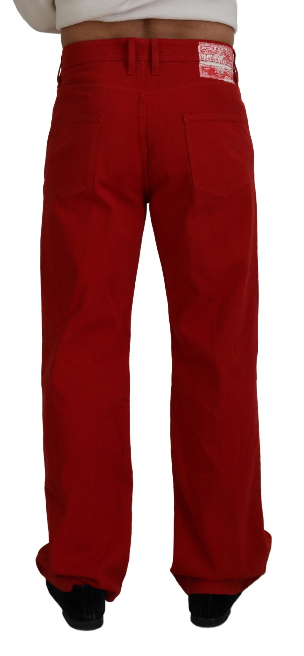 Dolce & Gabbana Red Cotton Straight Fit Men Denim Jeans - Image 3