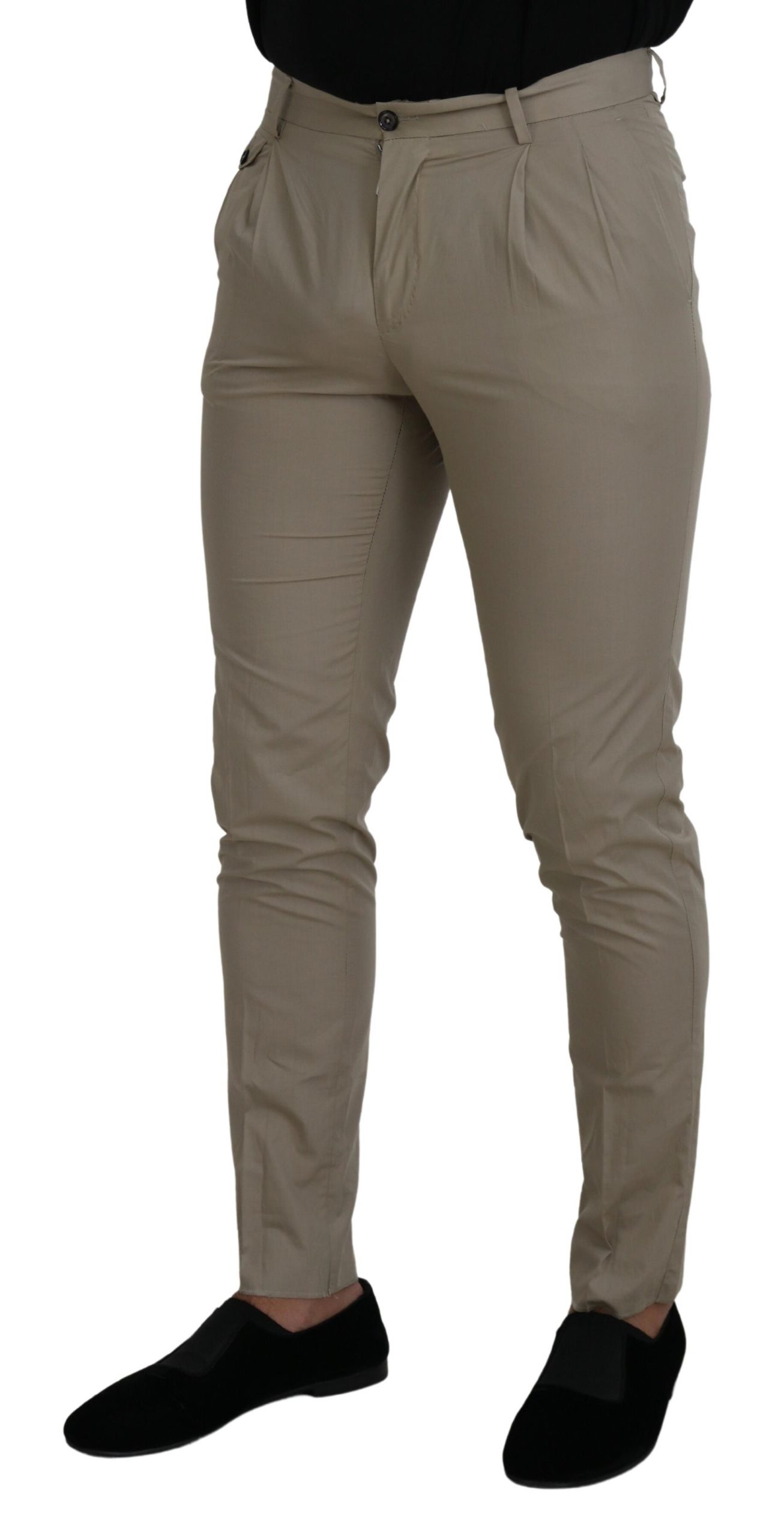 Dolce & Gabbana Beige Cotton Slim Fit Men Pants - Image 2