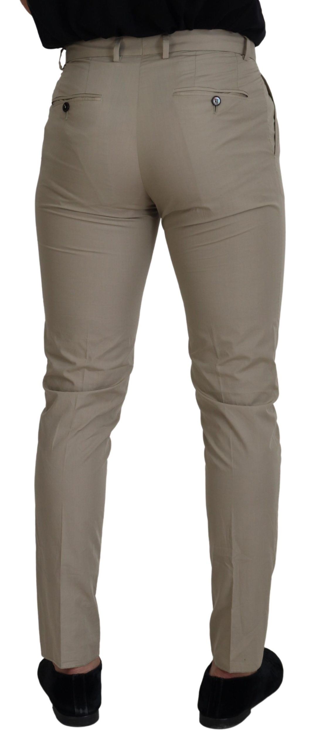 Dolce & Gabbana Beige Cotton Slim Fit Men Pants - Image 3