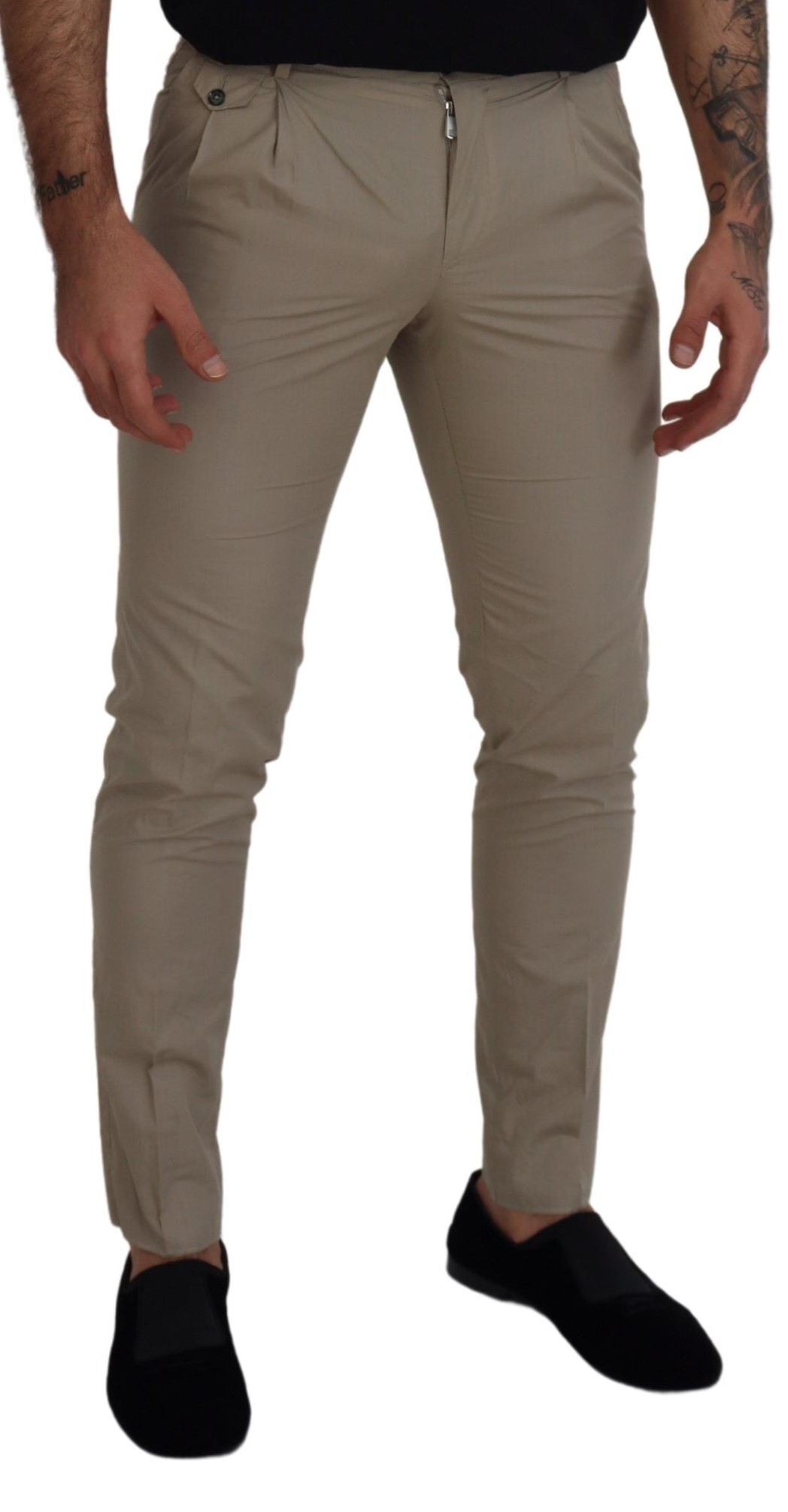 Dolce & Gabbana Beige Cotton Slim Fit Men Pants - Image 4