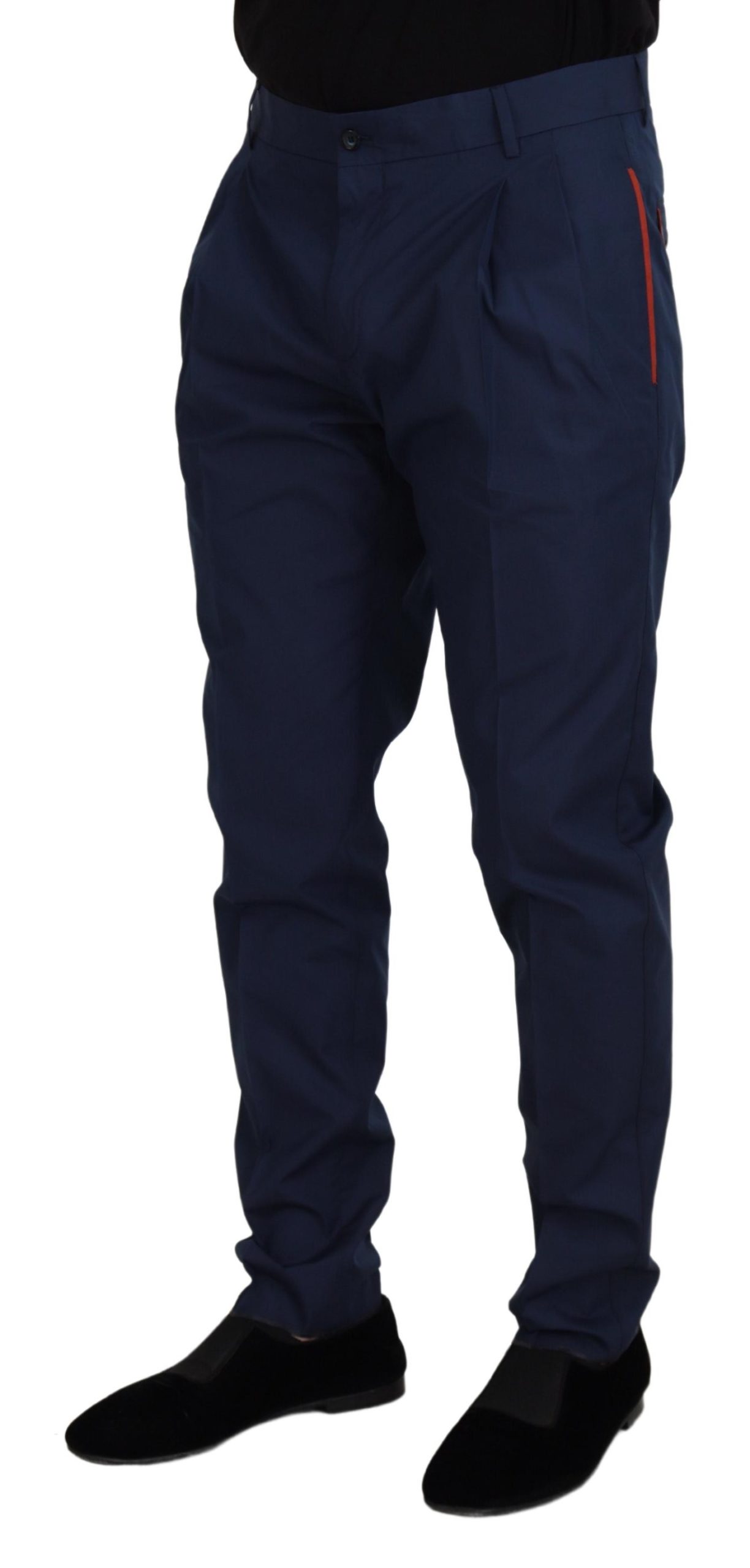 Dolce & Gabbana Blue Cotton Chino Formal Pants - Image 2