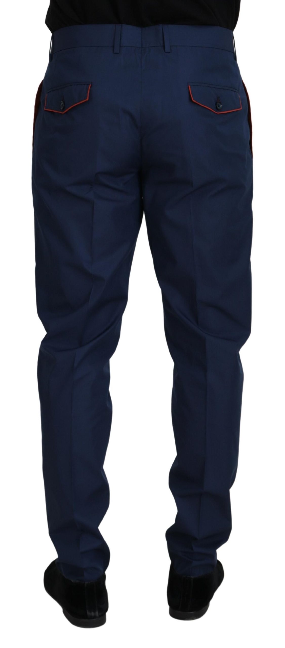 Dolce & Gabbana Blue Cotton Chino Formal Pants - Image 3