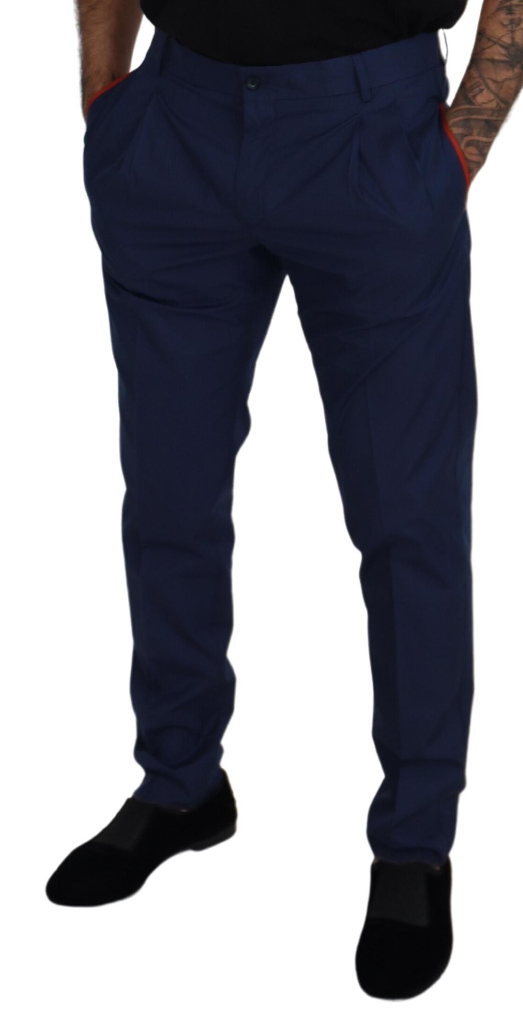 Dolce & Gabbana Blue Cotton Chino Formal Pants - Image 4