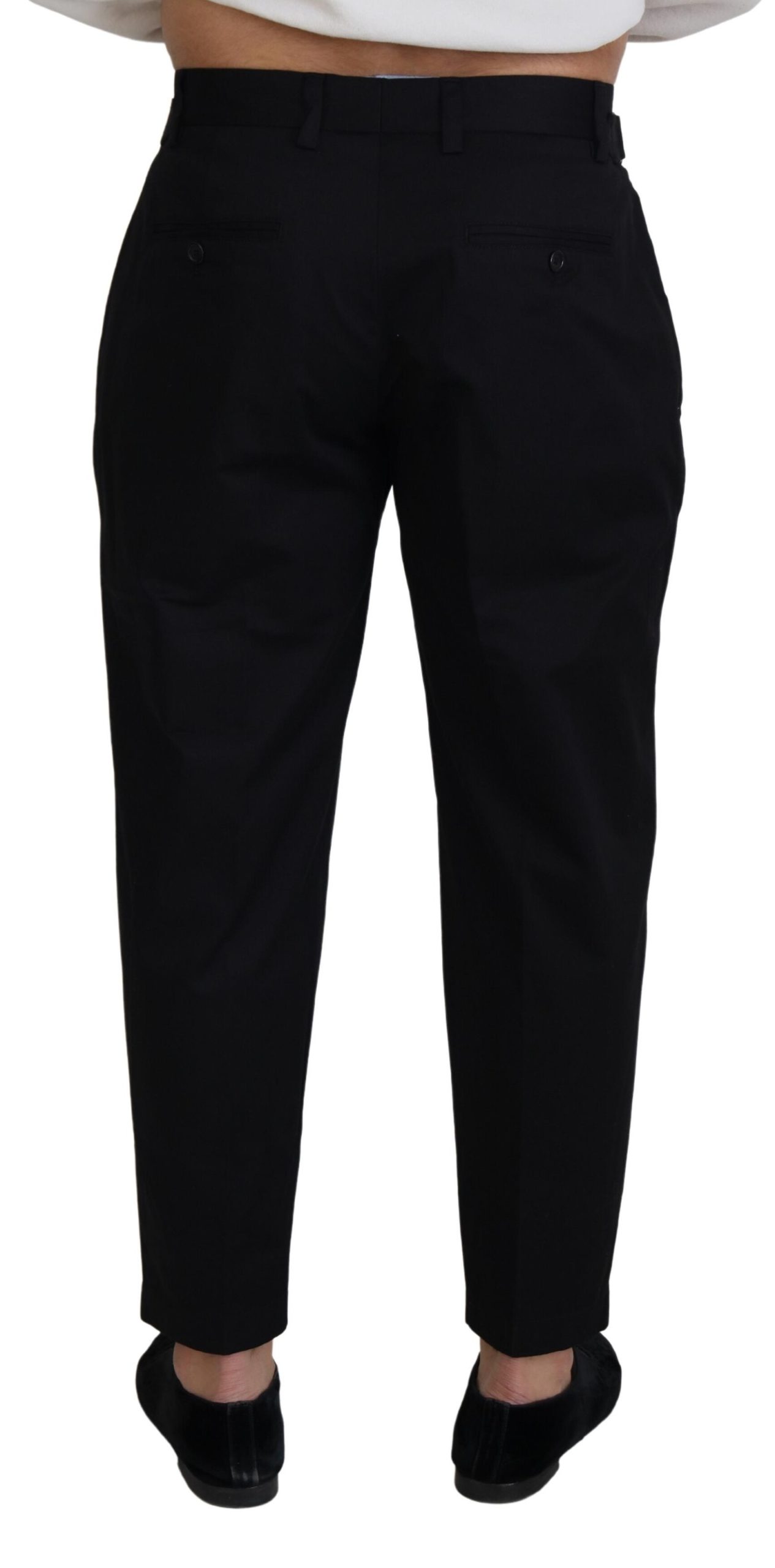 Dolce & Gabbana Black Cotton Chino Formal Pants - Image 3