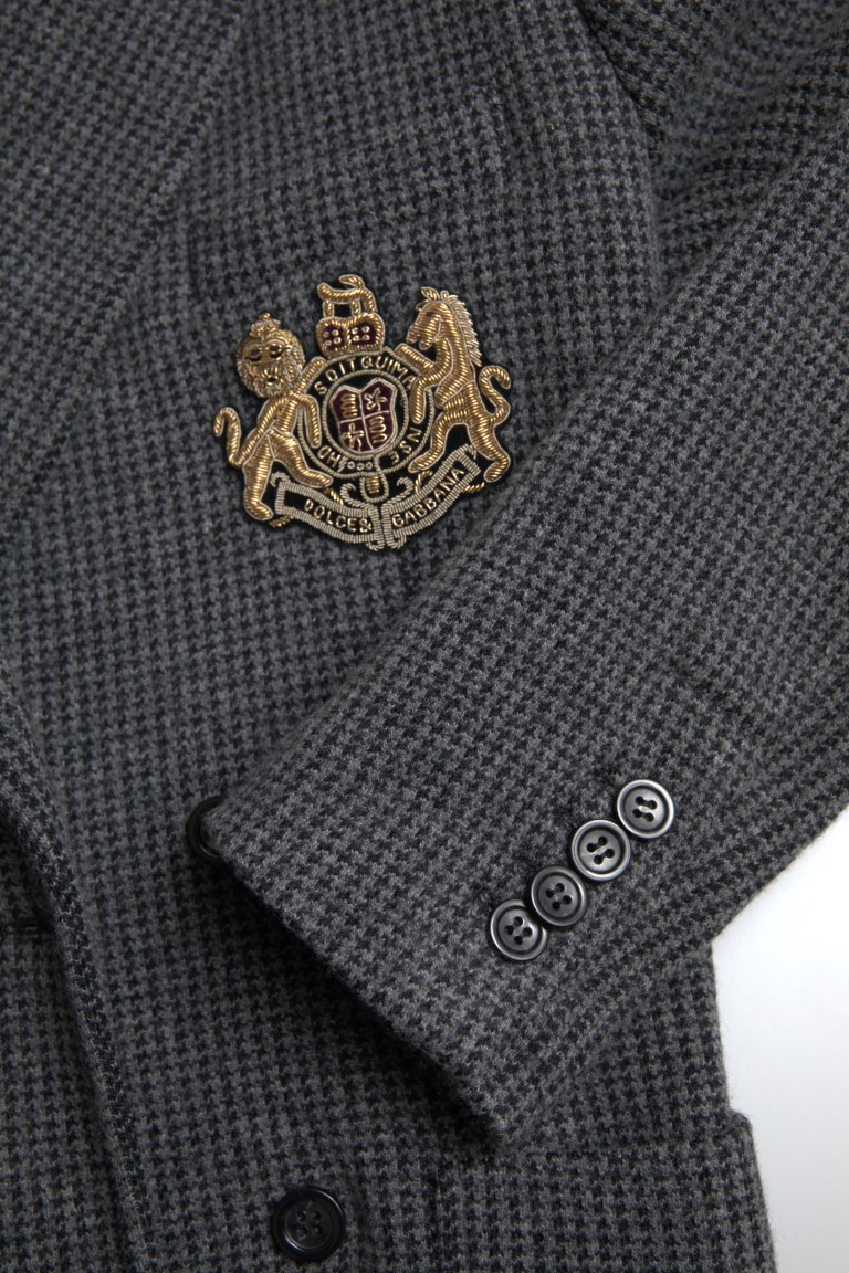 Dolce & Gabbana Gray Logo Embroidery Double Breasted Blazer - Image 2