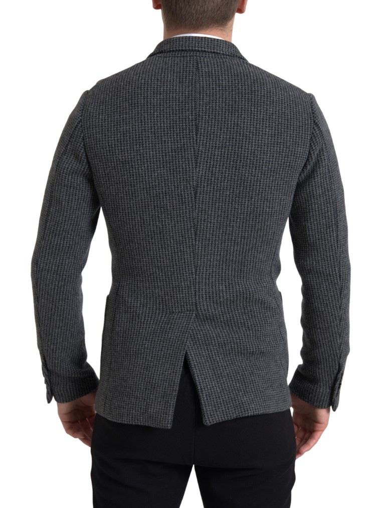 Dolce & Gabbana Gray Logo Embroidery Double Breasted Blazer - Image 3