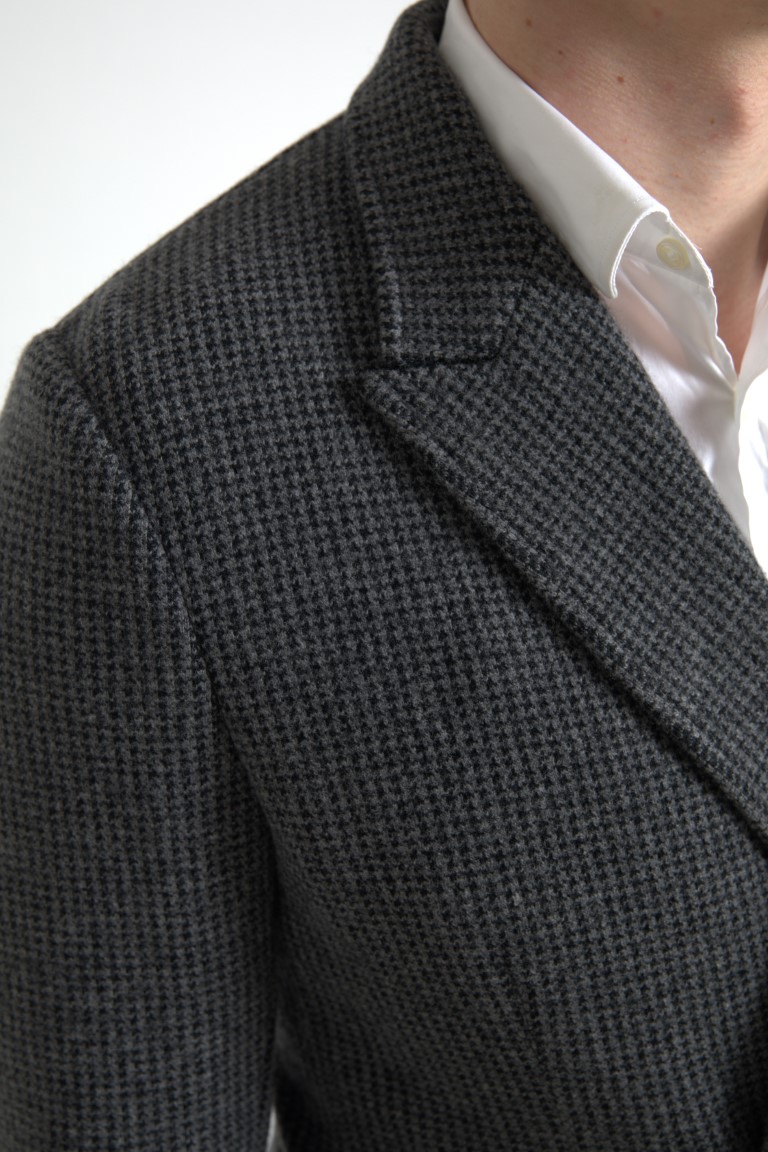Dolce & Gabbana Gray Logo Embroidery Double Breasted Blazer - Image 6
