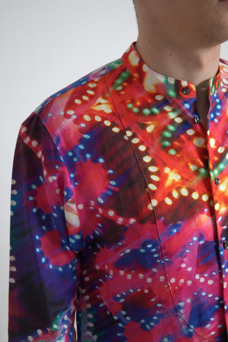 Dolce & Gabbana Multicolor Luminarie Print Linen Shirt - Image 3
