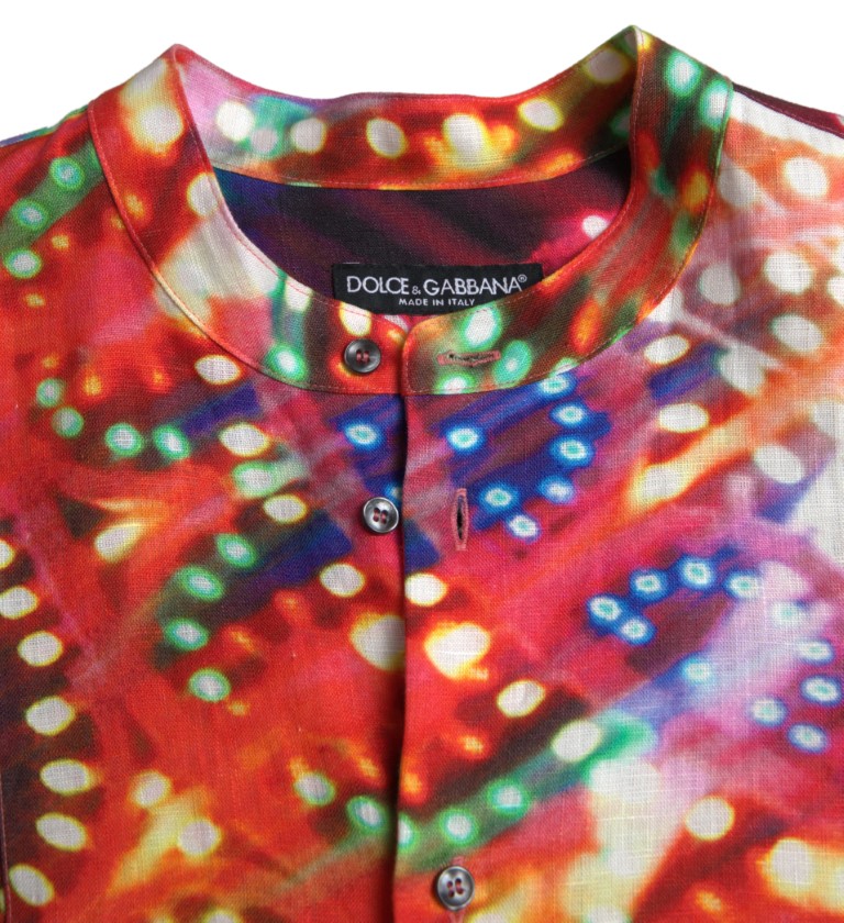 Dolce & Gabbana Multicolor Luminarie Print Linen Shirt - Image 2