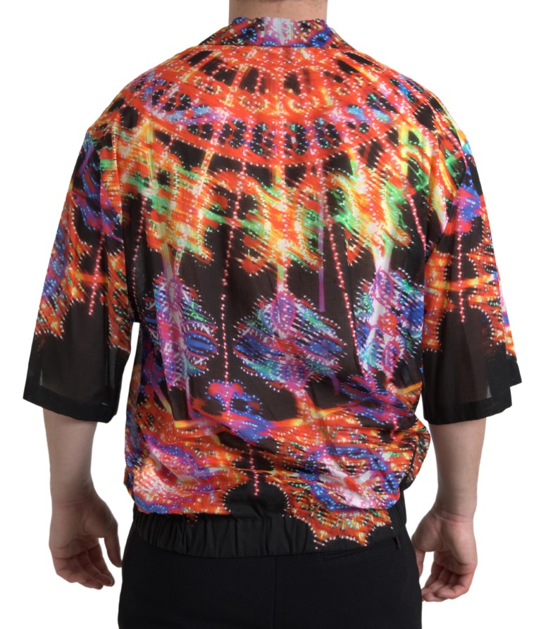 Dolce & Gabbana Multicolor Luminarie Print Men Cotton Shirt - Image 5
